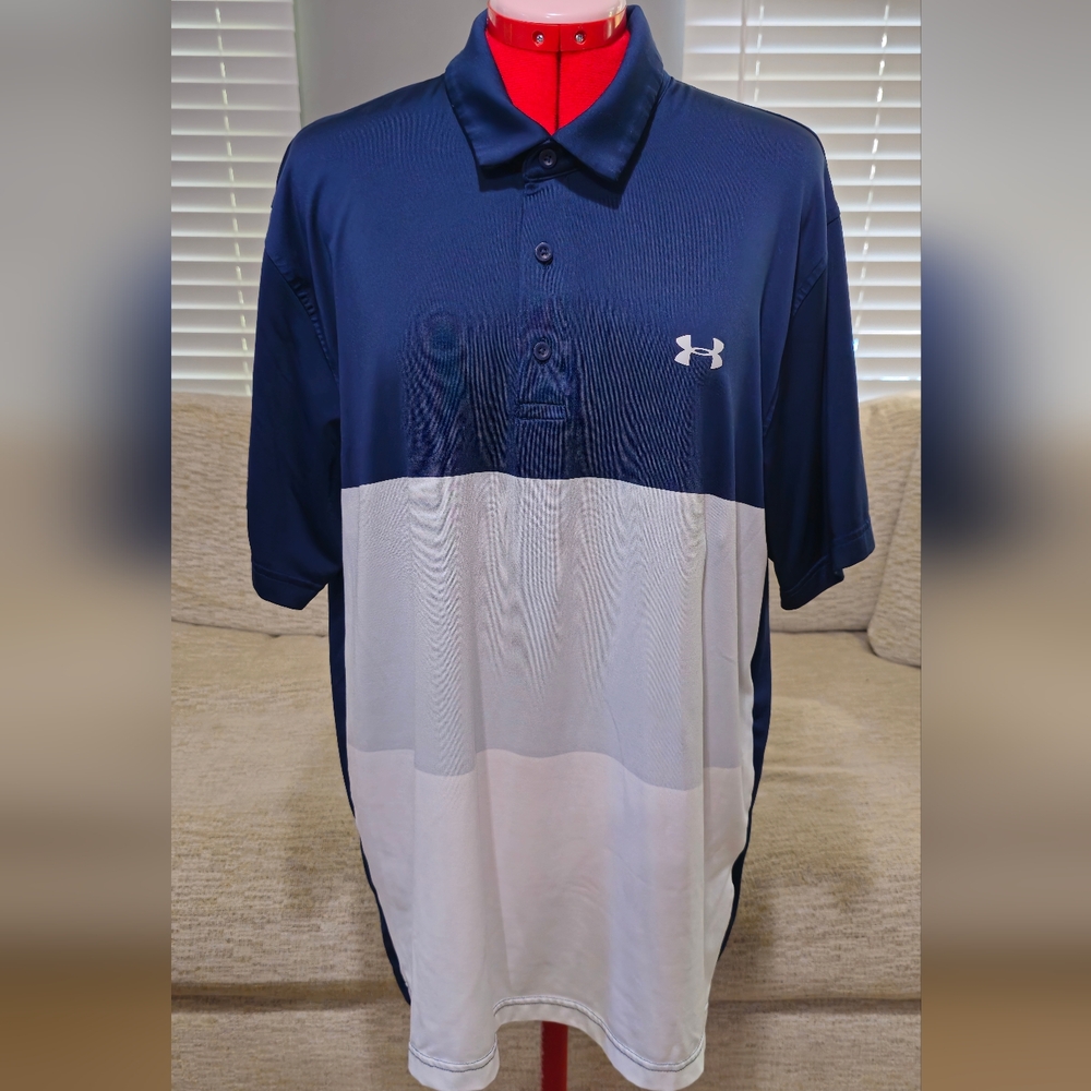 Under Armour Men's Polo Tri-color Dark Blue, Light Gray & White